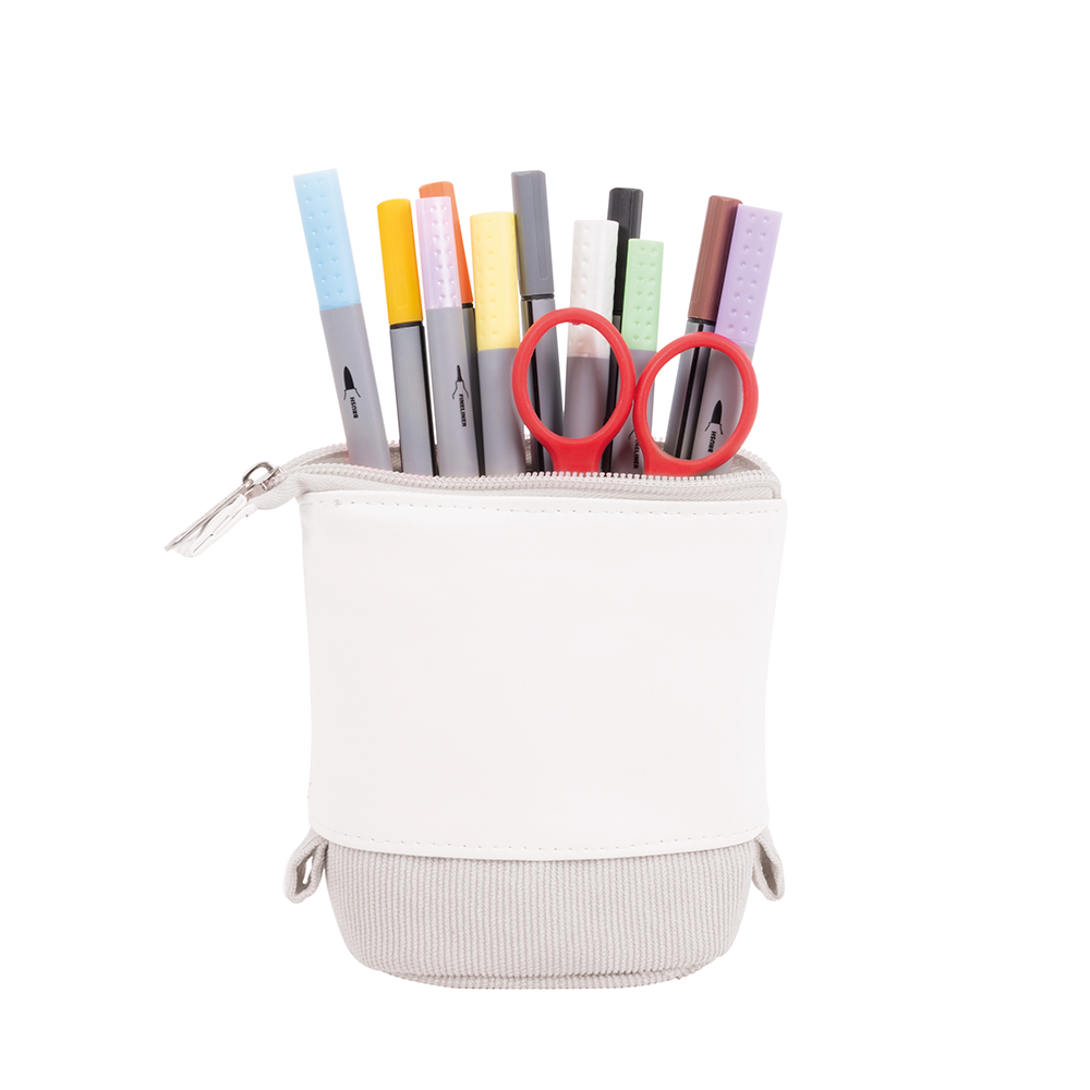 Estuche Retráctil Gris/Blanco Pastel