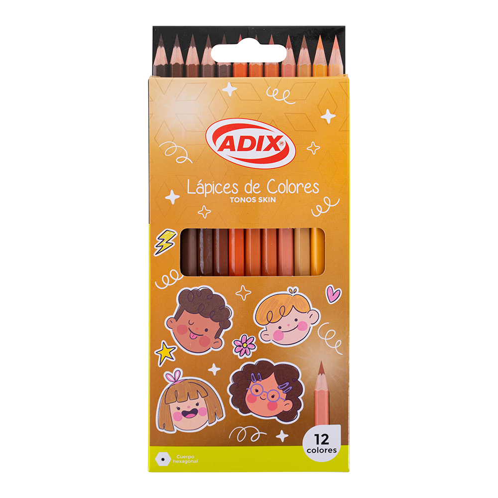 Lápiz Hexagonal 12 Colores Tono Skin