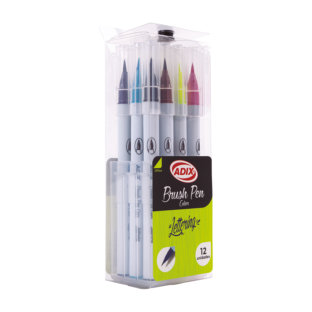 Brush Pen Caja c/Broche 12 Colores
