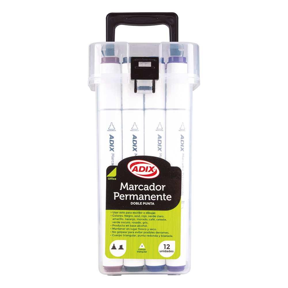Marcador Permanente Dos Puntas 12 Colores