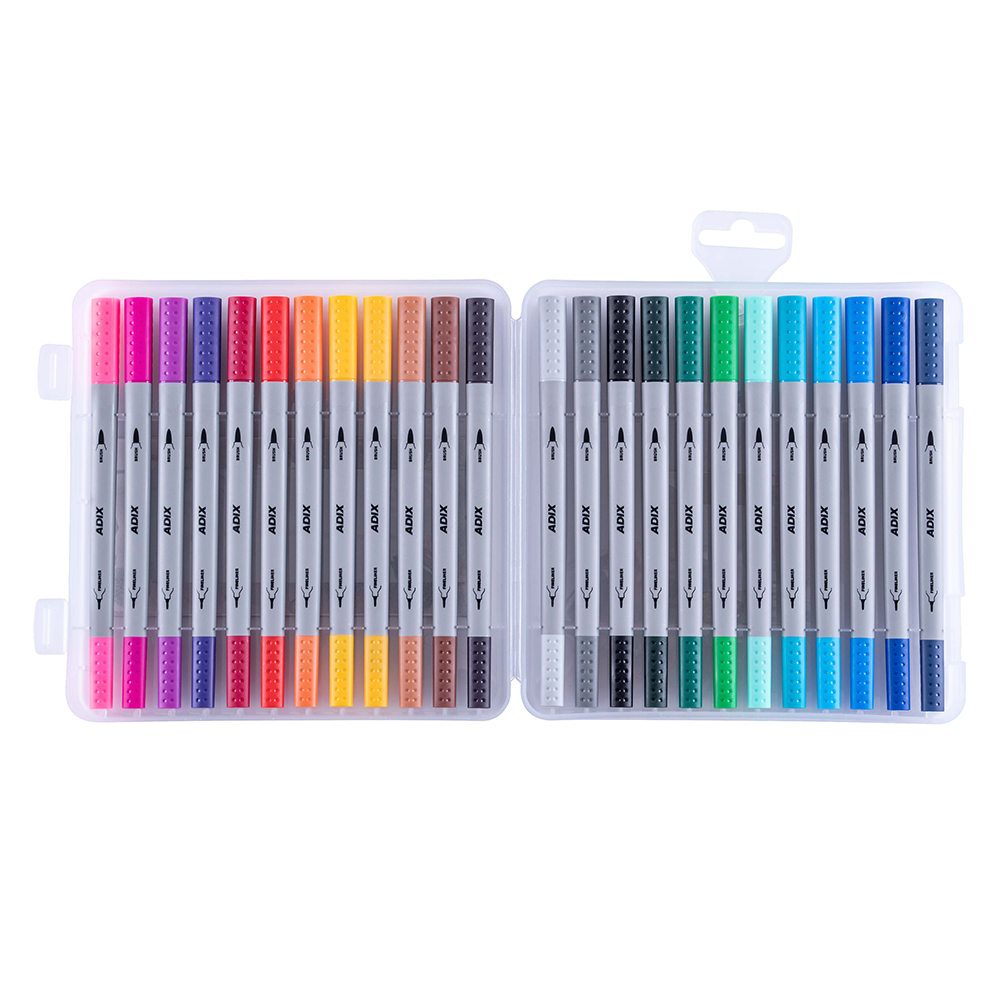 Marcadores Doble Punta Brush Pen/Fineliner 24 Colores