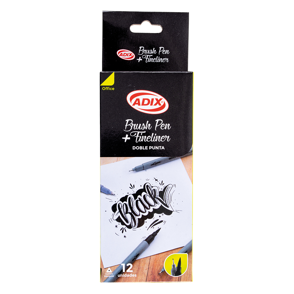 Marcadores Doble Punta Brush Pen/Fineliner Negro
