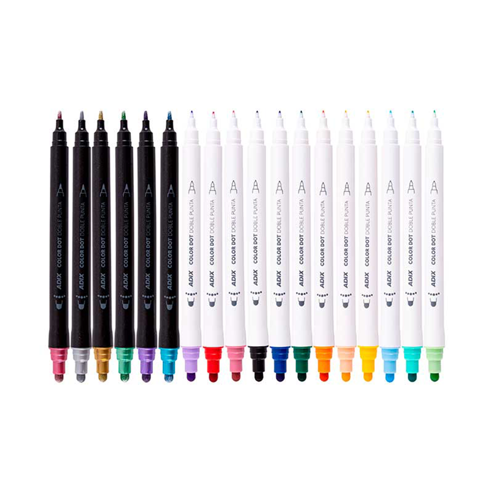 Set Marcador de Punto Doble Punta 18 Colores