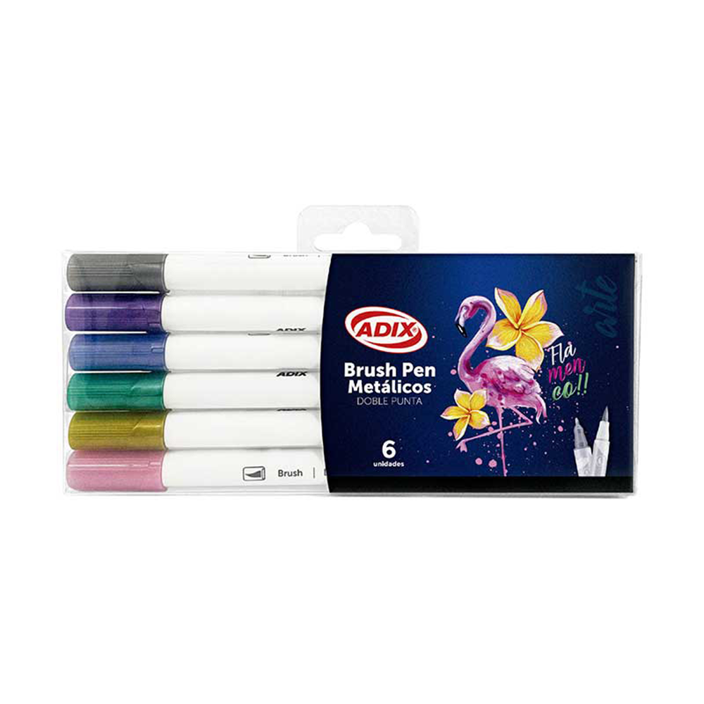 Brush Pen/Punta Fina 6 Colores Metálicos
