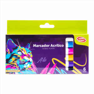 Marcador Acrílico Punta Brush/Fina 6 Colores
