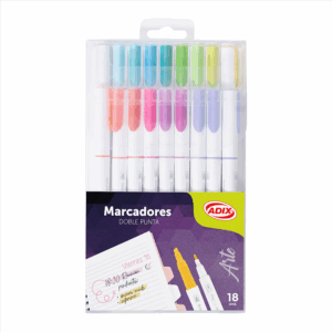 Marcador Punta Fina/Biselada 18 Colores