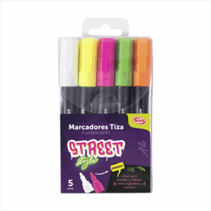 Marcador Tiza Fluorescente 5 un.