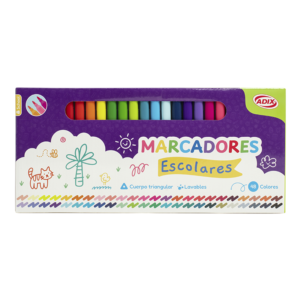 Marcadores 48 Colores ADIX - Imagen 1 - Insumos Arcadia