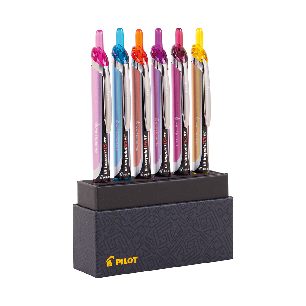 Set Lápices Tinta HI-Tecpoint Grip V5 Retráctil 6 un.