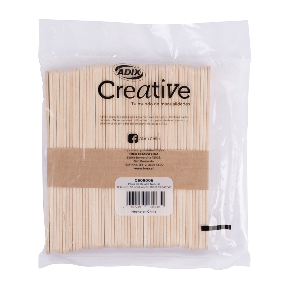Palitos de Helado Madera Natural 50 un.