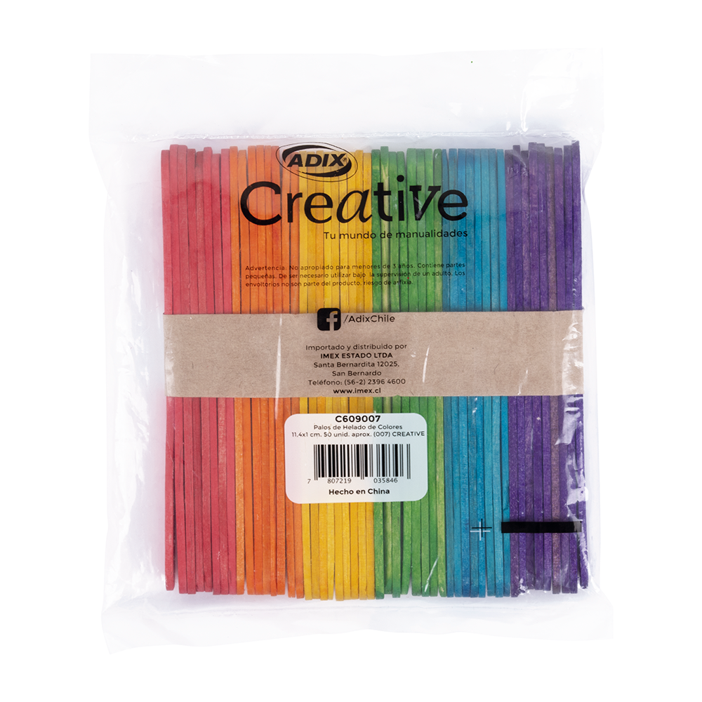 Palo de Helado en Madera de Colores 50 un.