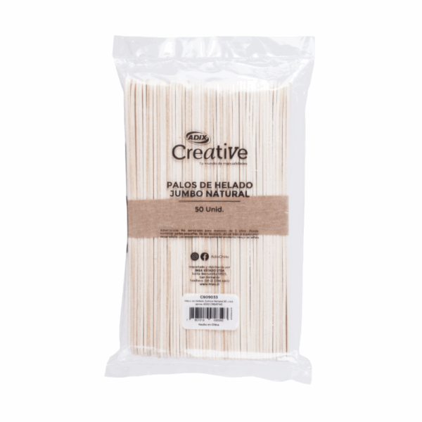 Palos de Helado Jumbo Natural 50 un.