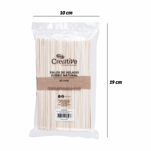 Palos de Helado Jumbo Natural 50 un.