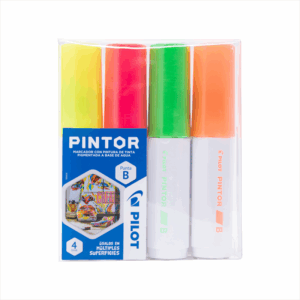 Set Pintor Neón Punta Biselada 4 un.