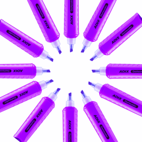 Borradores eliminadores de marcadores permanentes ADIX en punta y cuerpo morado, ideales para borrar tinta de marcadores en pizarras y superficies similares. Sin residuos, fácil y efectivo.